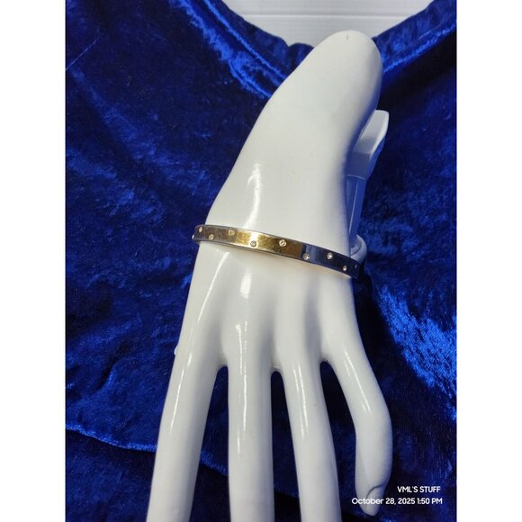 Vintage Vintage Swarovski Crystal Goldtone / Silvertone Bangle Bracelet, prelove - Picture 12 of 16